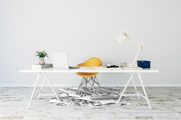 Desk chair mat black leaves