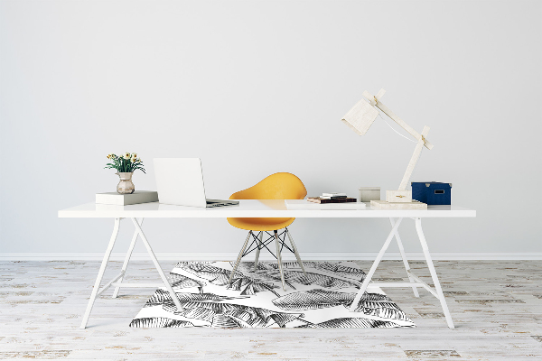 Desk chair mat black leaves