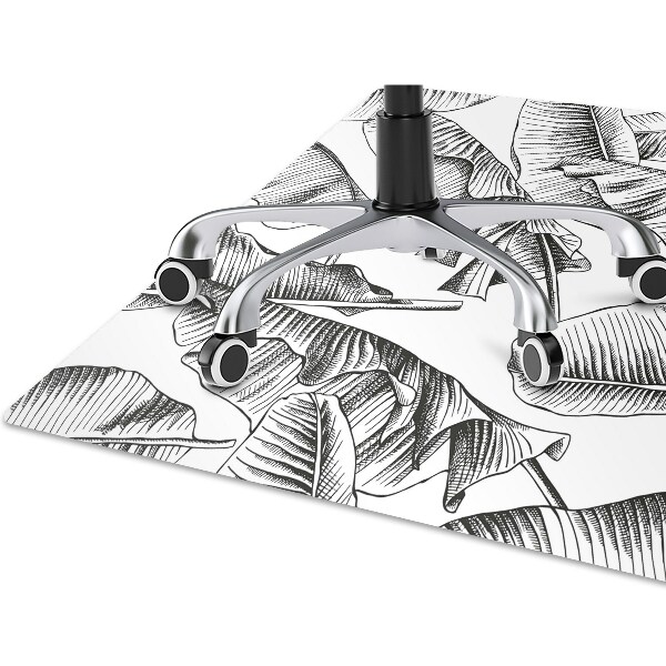 Desk chair mat black leaves