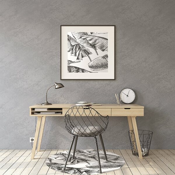 Desk chair mat black leaves