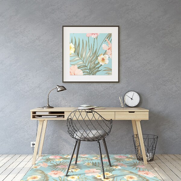 Chair mat floor panels protector pastel flowers