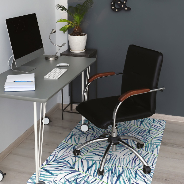 Office chair mat exotic leaves