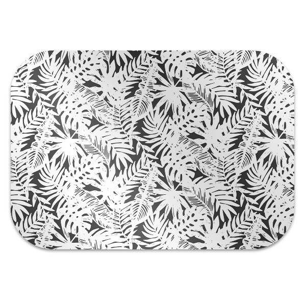 Chair mat Black and white leaves
