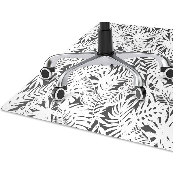 Chair mat Black and white leaves