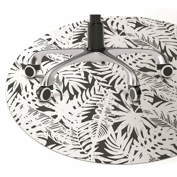Chair mat Black and white leaves