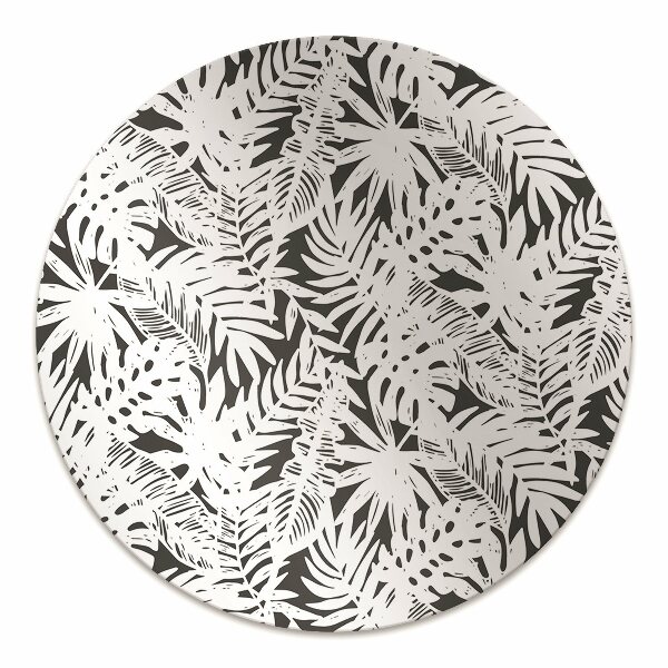 Chair mat Black and white leaves