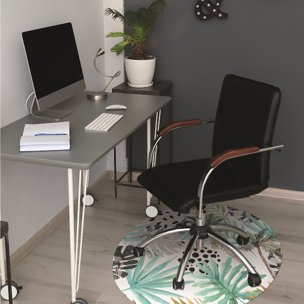 Office chair floor protector Palm trees and leaves