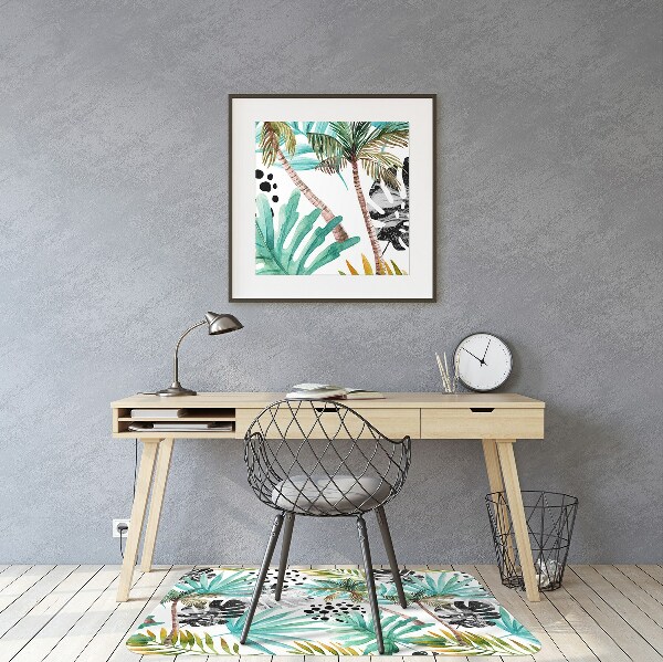 Office chair floor protector Palm trees and leaves