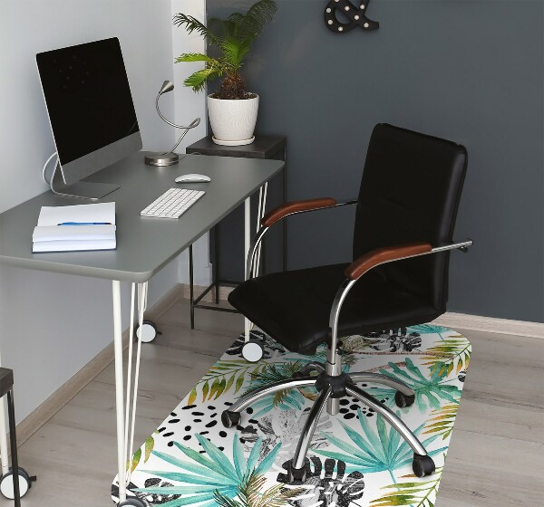 Office chair floor protector Palm trees and leaves