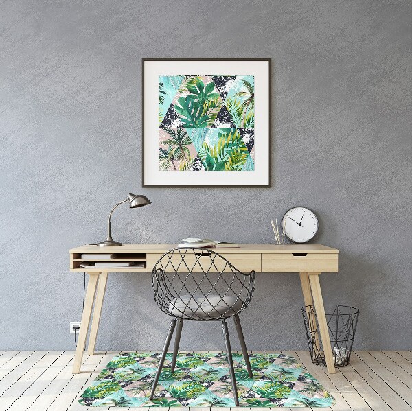 Office chair floor protector palm tree pattern