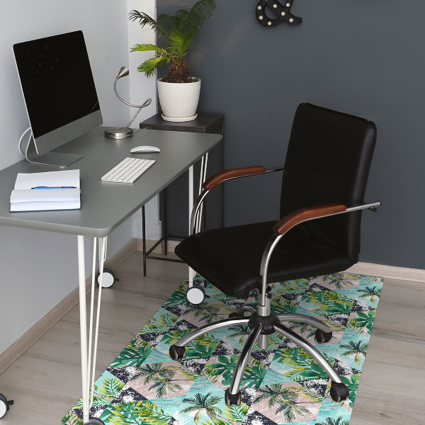 Office chair floor protector palm tree pattern