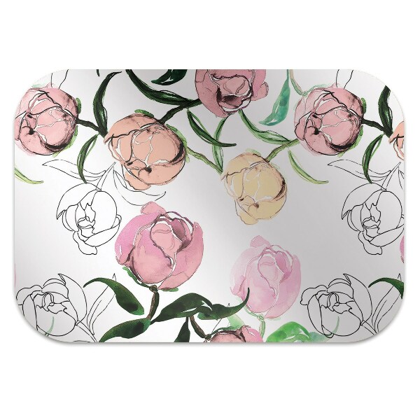 Office chair mat Peonies