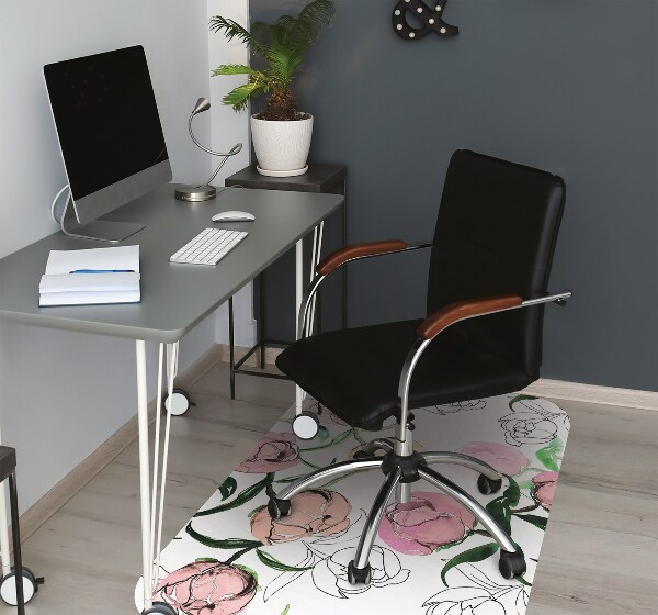 Office chair mat Peonies