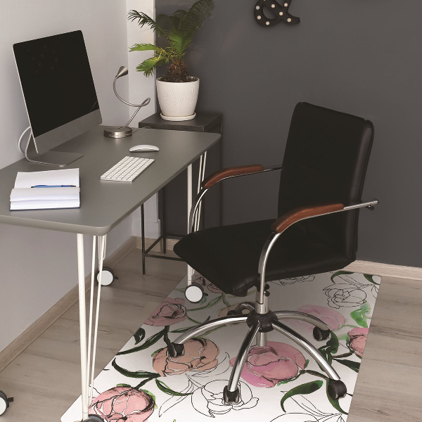 Office chair mat Peonies