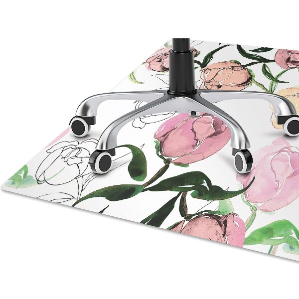 Office chair mat Peonies