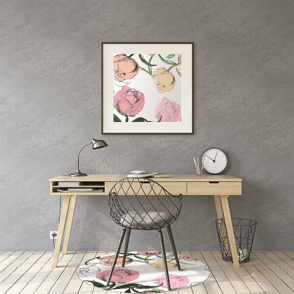 Office chair mat Peonies
