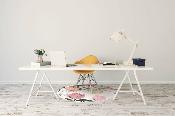 Office chair mat Peonies
