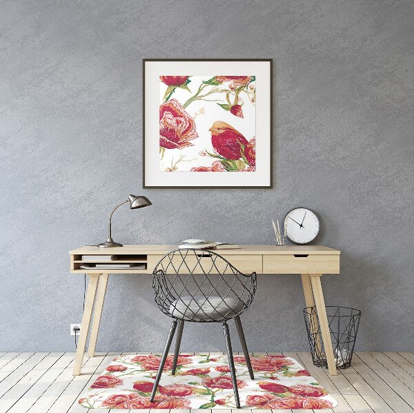 Office chair floor protector red birds