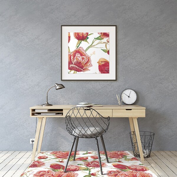 Office chair floor protector red birds