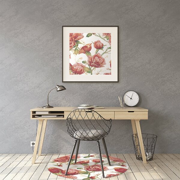 Office chair floor protector red birds