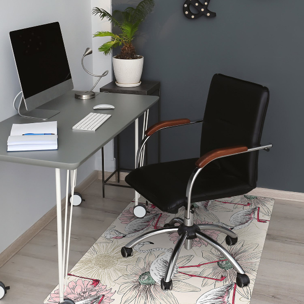 Office chair floor protector pink flamingo