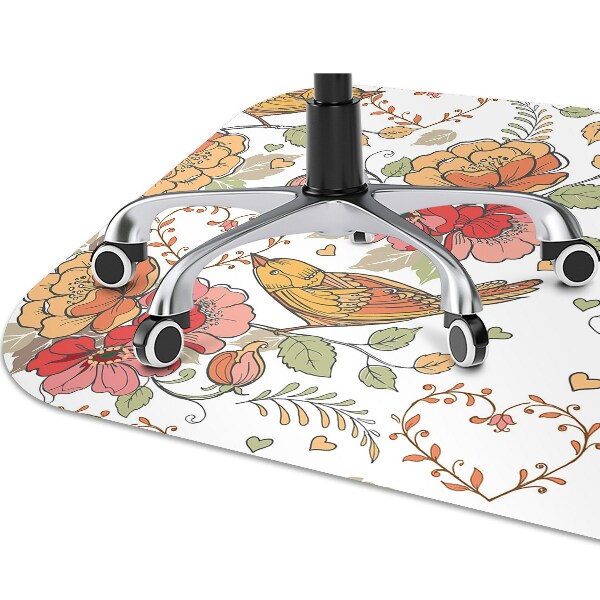 Office chair floor protector ornament birds