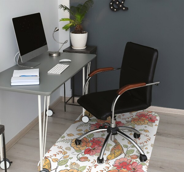 Office chair floor protector ornament birds