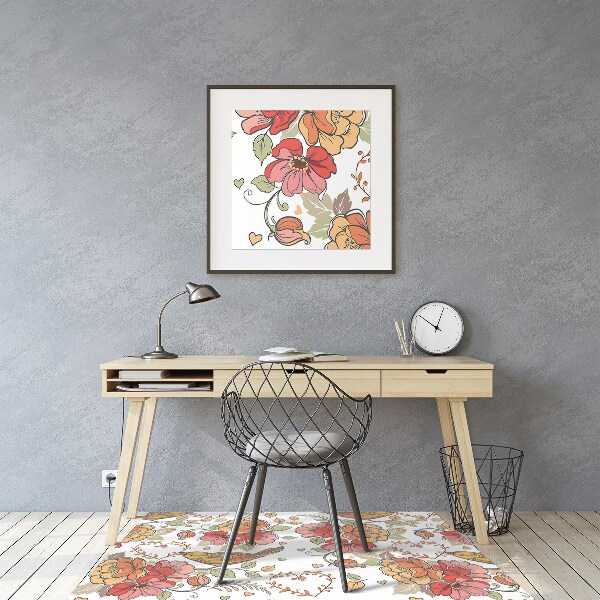 Office chair floor protector ornament birds