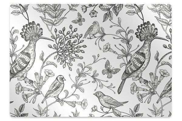 Chair mat floor panels protector sketched birds