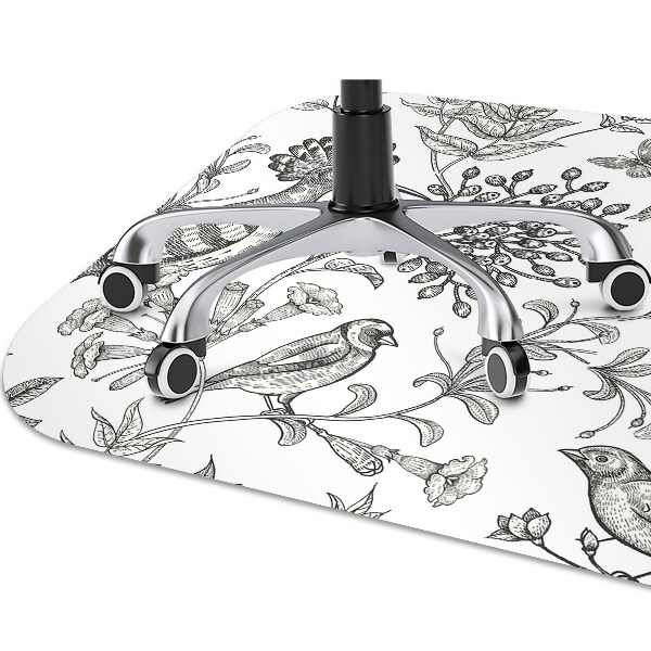 Chair mat floor panels protector sketched birds