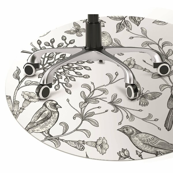 Chair mat floor panels protector sketched birds