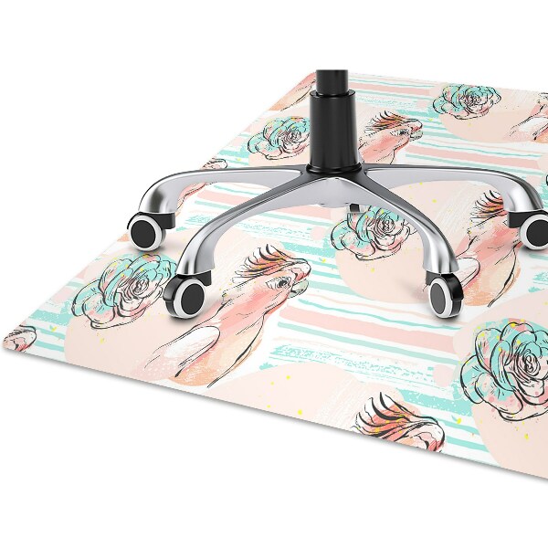 Desk chair mat pink parrots