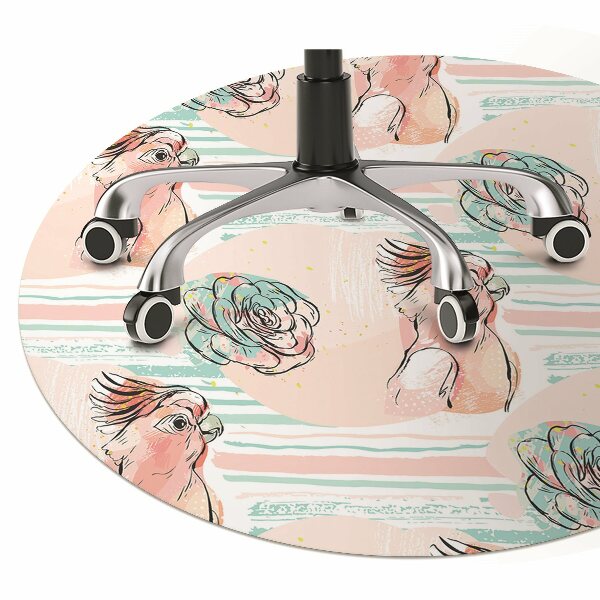 Desk chair mat pink parrots