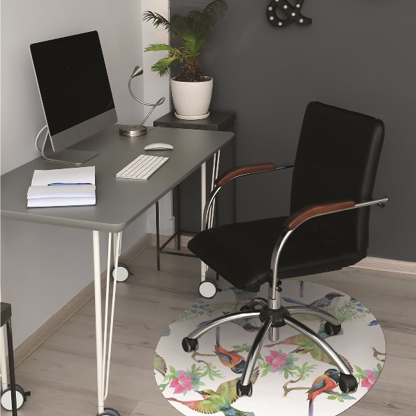 Office chair floor protector colorful bird