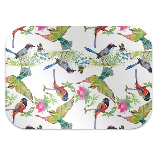 Office chair floor protector colorful bird