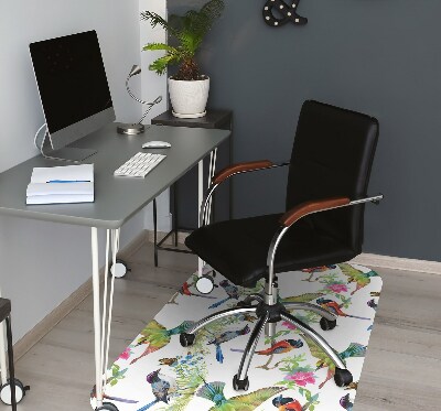 Office chair floor protector colorful bird
