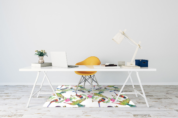 Office chair floor protector colorful bird