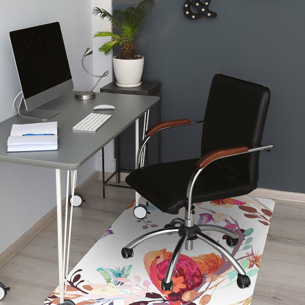 Office chair mat Birds on a branch