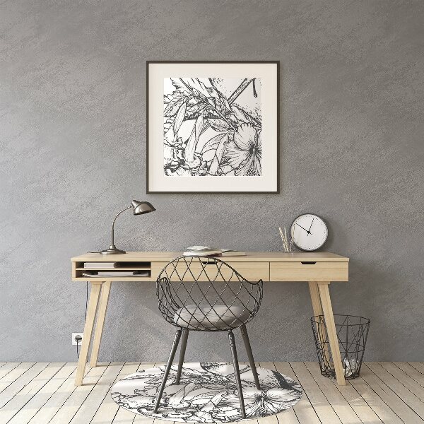 Office chair floor protector drawn birds
