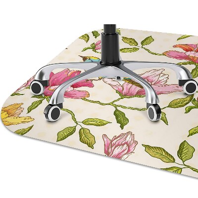 Office chair floor protector Flowers and Birds