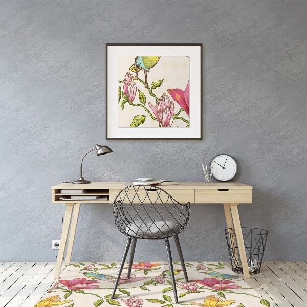 Office chair floor protector Flowers and Birds