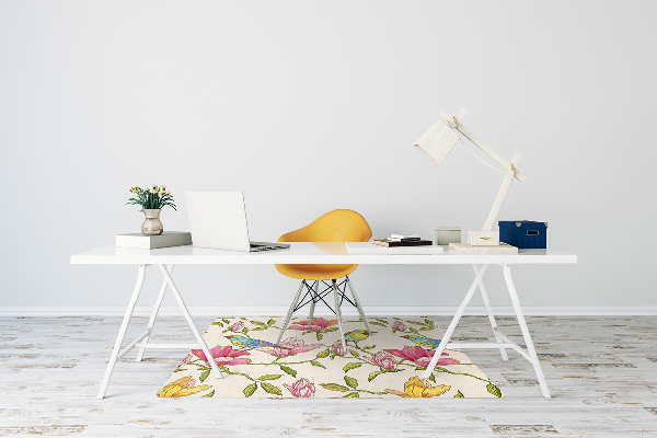 Office chair floor protector Flowers and Birds