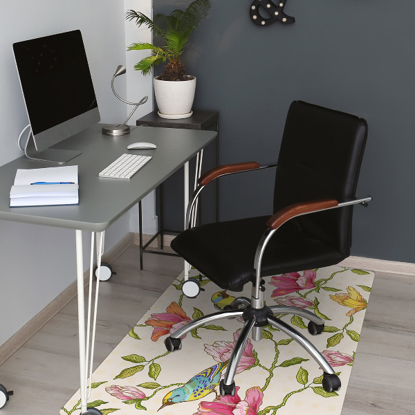 Office chair floor protector Flowers and Birds