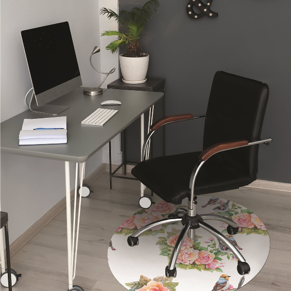 Office chair mat Birds on a branch