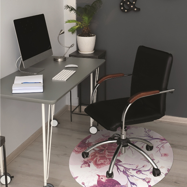 Office chair mat purple birds