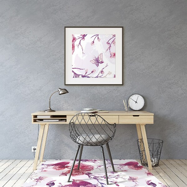 Office chair mat purple birds