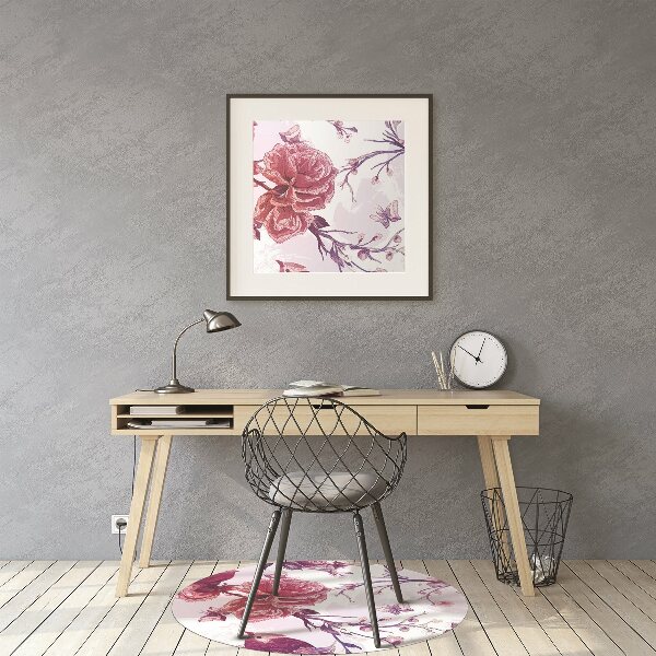 Office chair mat purple birds