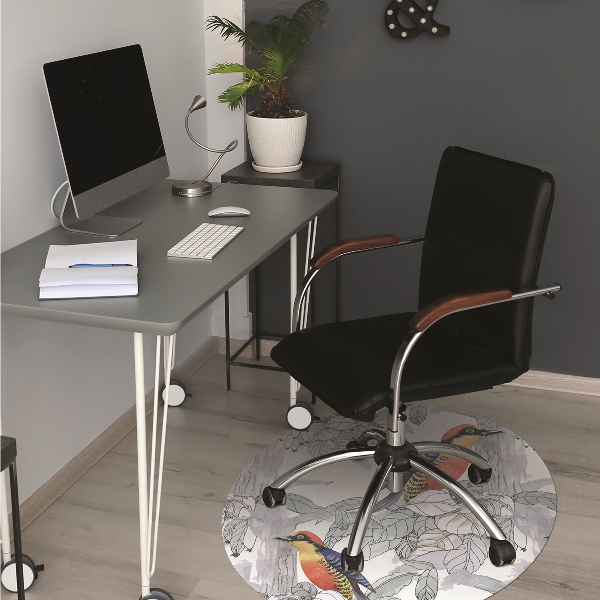 Office chair floor protector painted birds