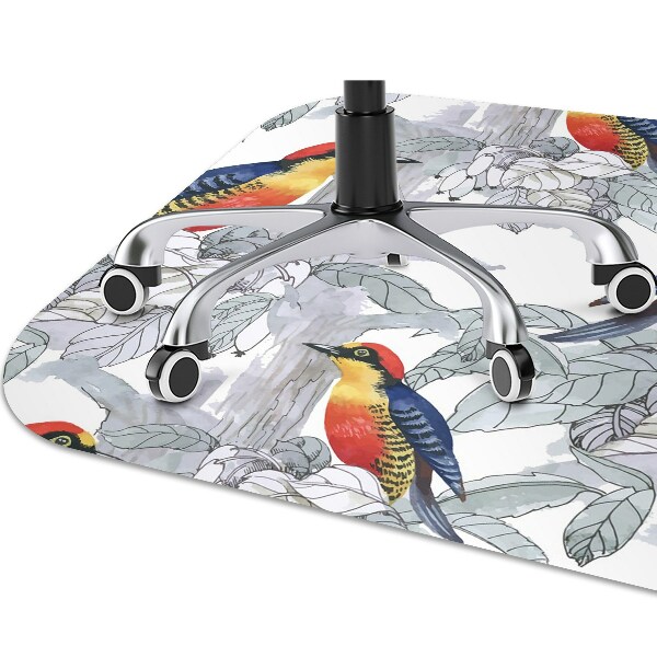 Office chair floor protector painted birds