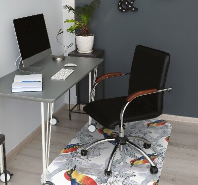 Office chair floor protector painted birds